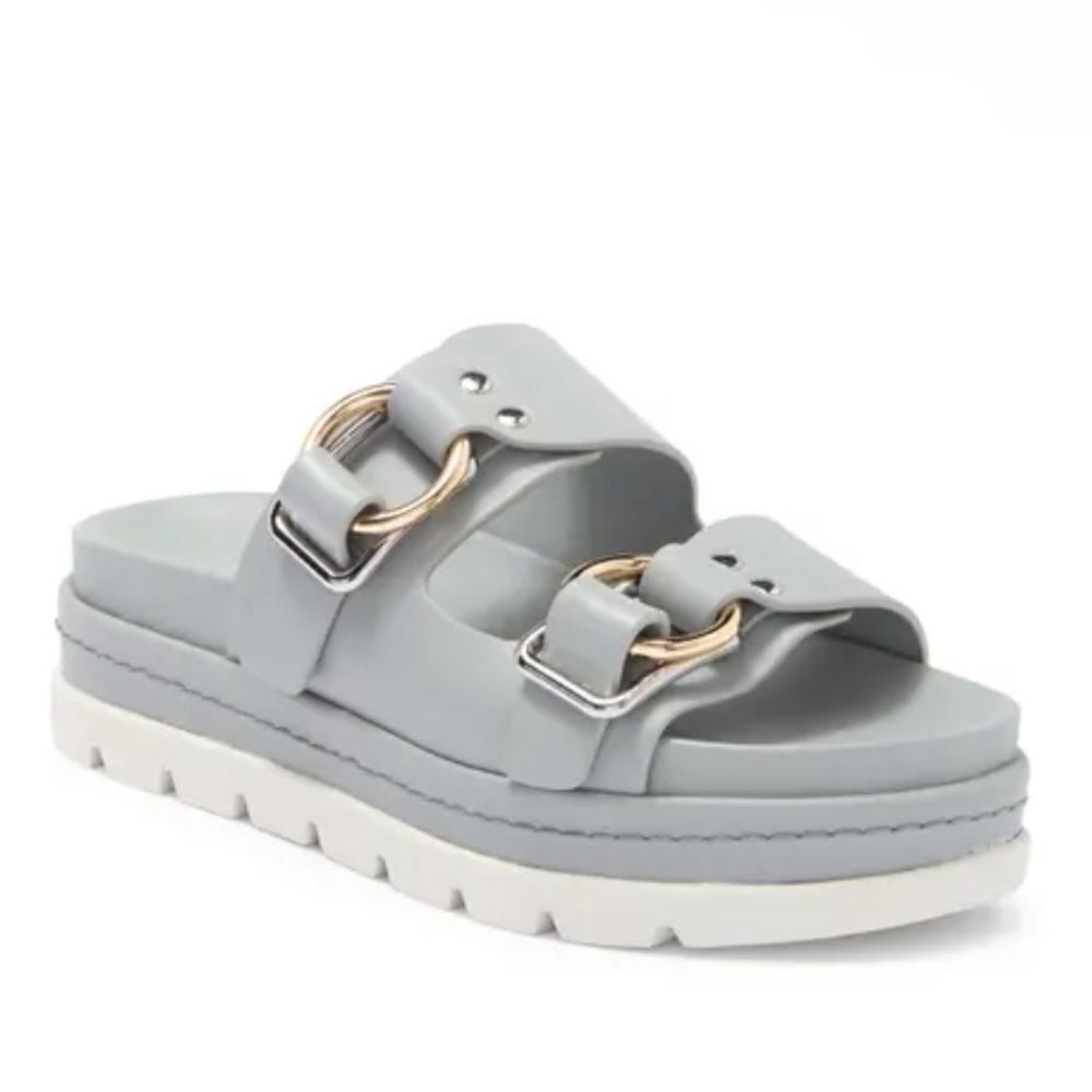 New J Slides gray Baha sandals shoes beach travel Sz 10